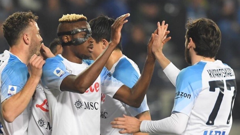Nigeria and Napoli star striker Victor Osimhen fires twice to send Napoli to the Champions League quarter-finals for the first time ever in their CL history