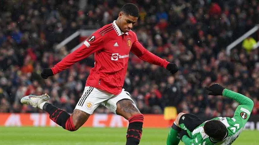 Marcus Rashford of Manchester United scored a late winner for the Red Devils against Real Betis in the Uefa Europa to send United to the Europa quarter-finals
