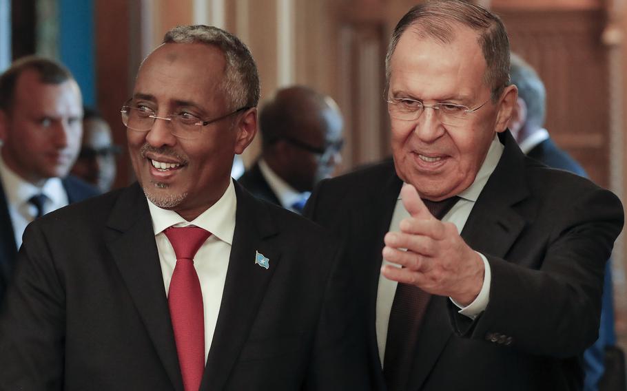 Russian Foreign Minister Sergey Lavrov and Somali Foreign Minister Abshir Omar Jama