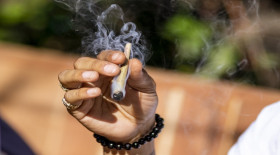 a person smoking weed