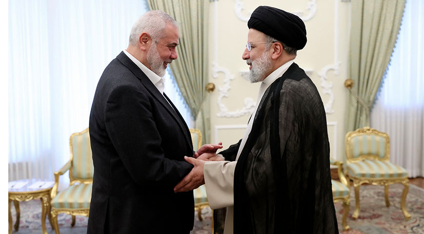 Iranian President Ebrahim Raisi with Hamas chief Ismail Haniyeh