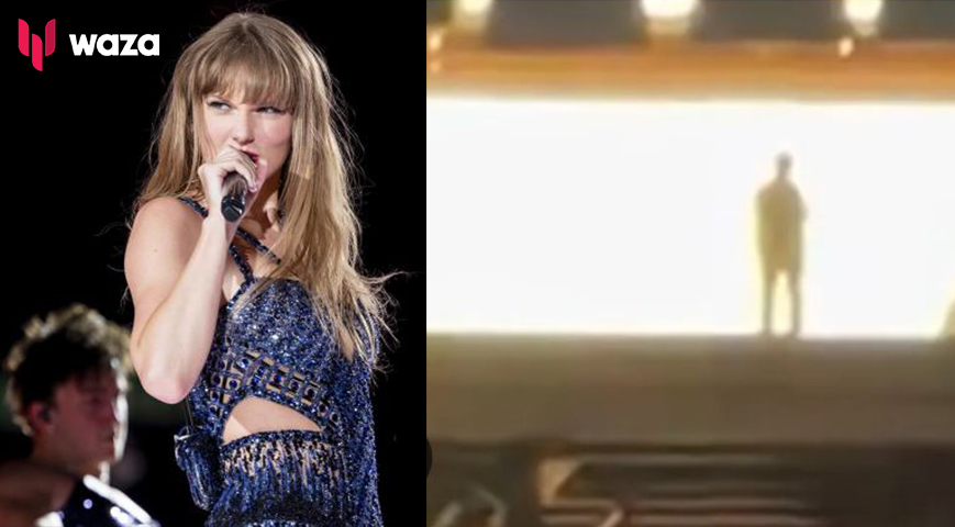 TAYLOR SWIFT MYSTERY SHADOW FIGURE SEEN LOOMING ... Over Her Madrid Concert