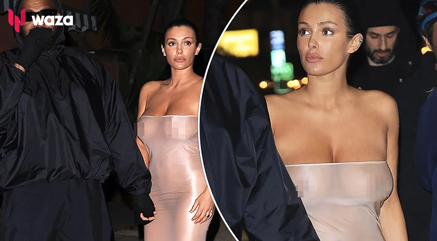 Bianca Censori Looks Completely Naked Under Condom-Style Dress with Kanye