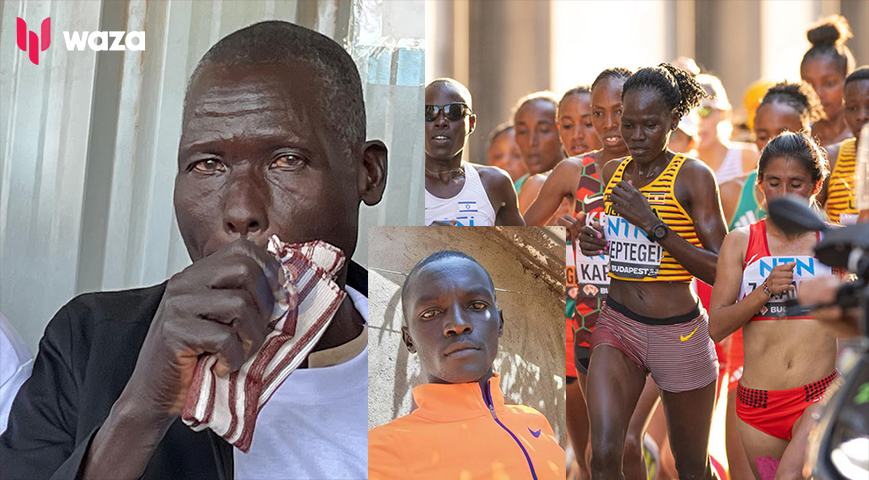 Slain athlete Rebecca Cheptigei's father Mzee Joseph Cheptegei overwhelmed by grief after viewing her body at Moi Teaching and Referral Hospital in Eldoret on September 13, 2024 Image: MATHEWS NDANYI