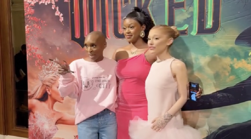 Azziad Nasenya with Cynthia Erivo(Right)  and  Ariana Grande (left)