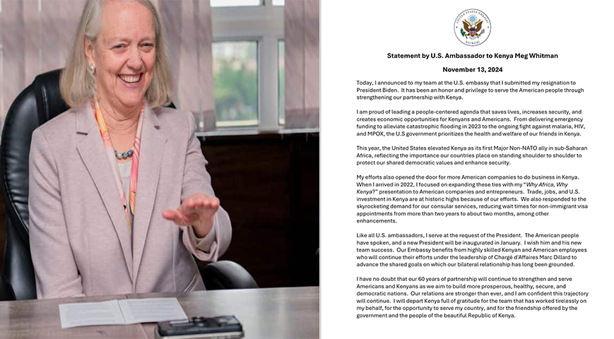 U.S. Ambassador To Kenya Meg Whitman Resigns