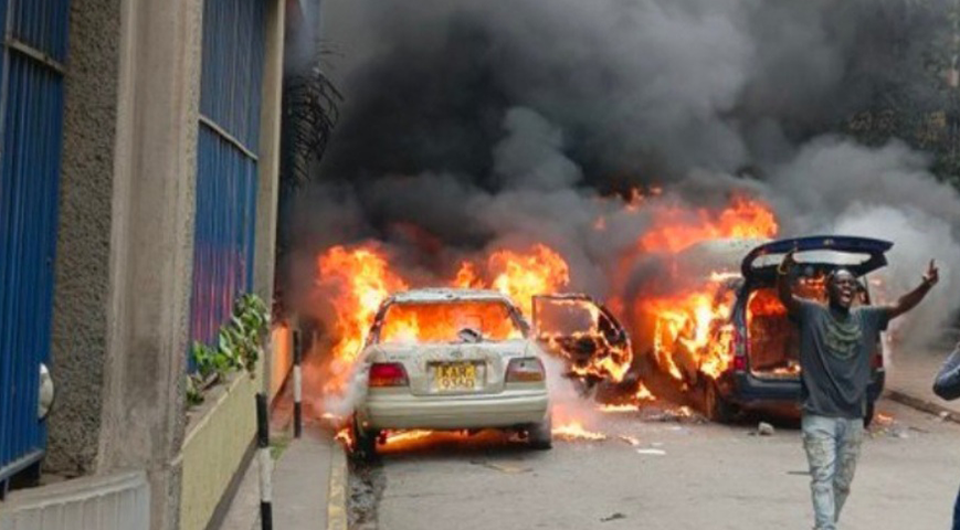 Two car set on fire in town during protest